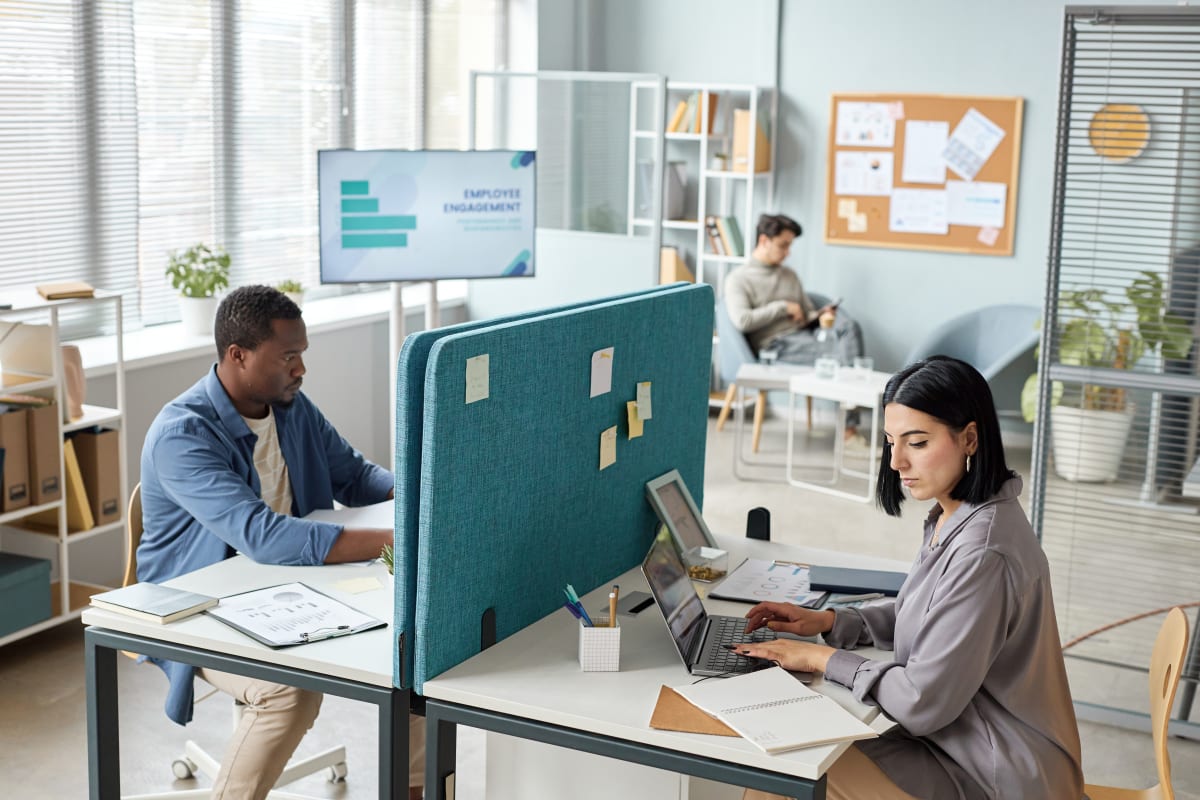 desks facing each other