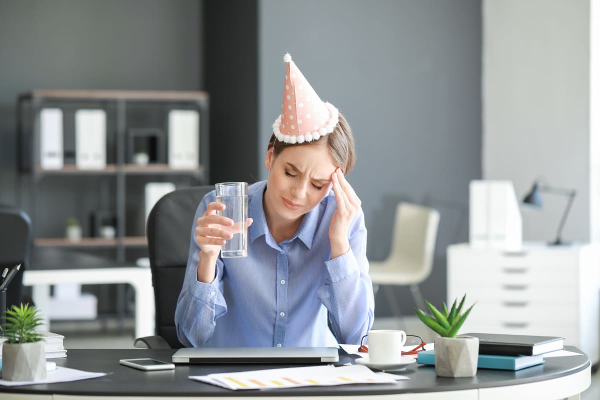 party hat with hangover