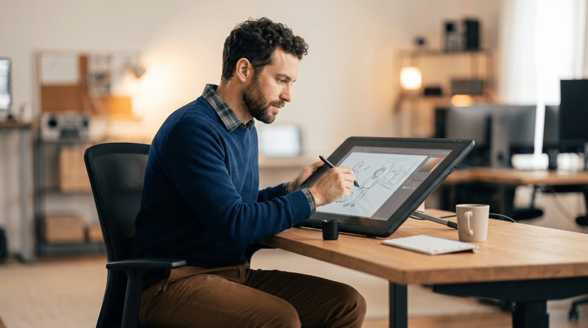 Animation studio owner working on their new business idea
