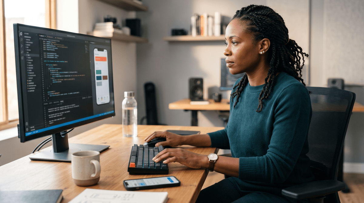App development studio owner developing a mobile app