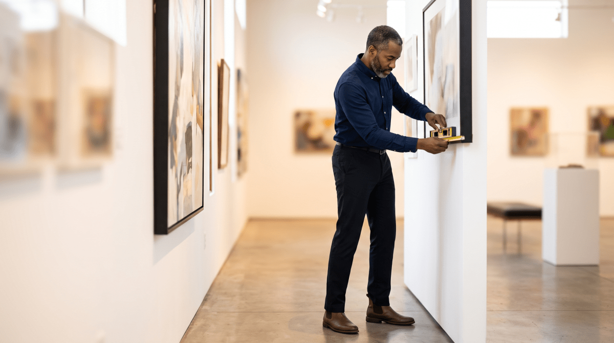 Art gallery owner working on their new business