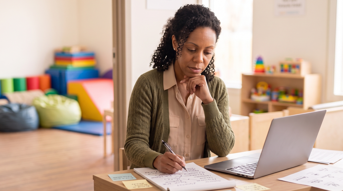Autism support center owner brainstorming business name ideas
