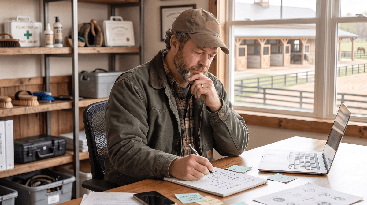 Barn management owner brainstorming business name ideas