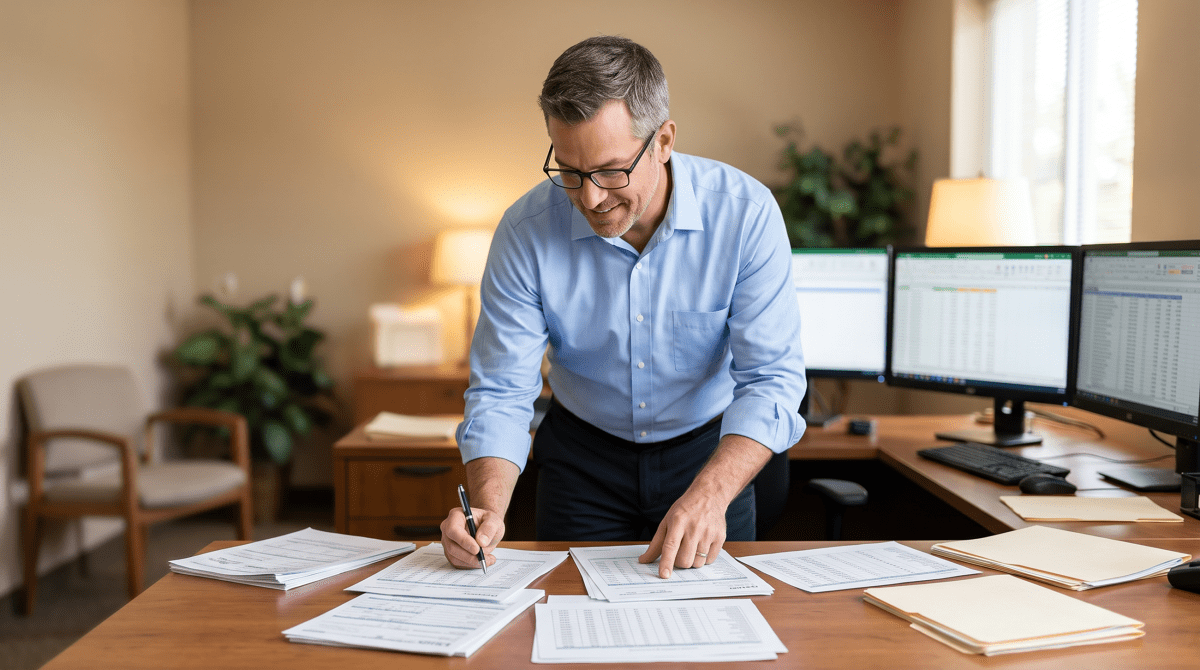 Billing consulting owner working on their new business idea