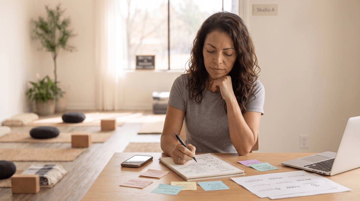 Breathwork classes owner brainstorming business name ideas