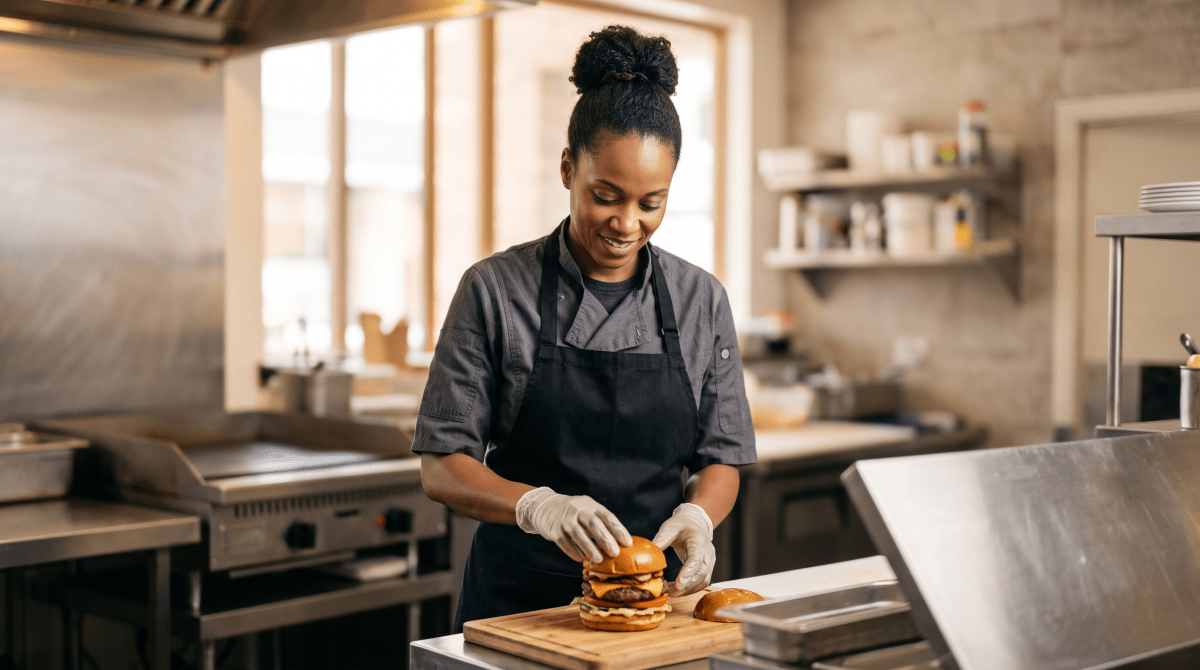 Burger restaurant owner starting a business.