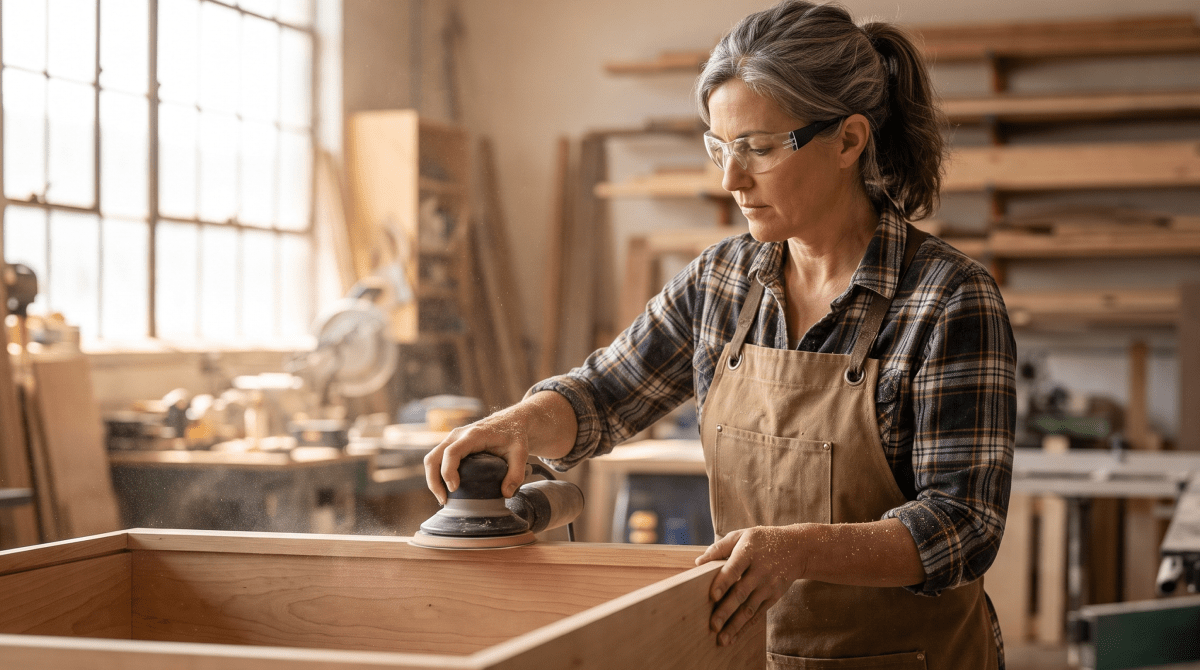 Cabinet making business owner making a cabinet