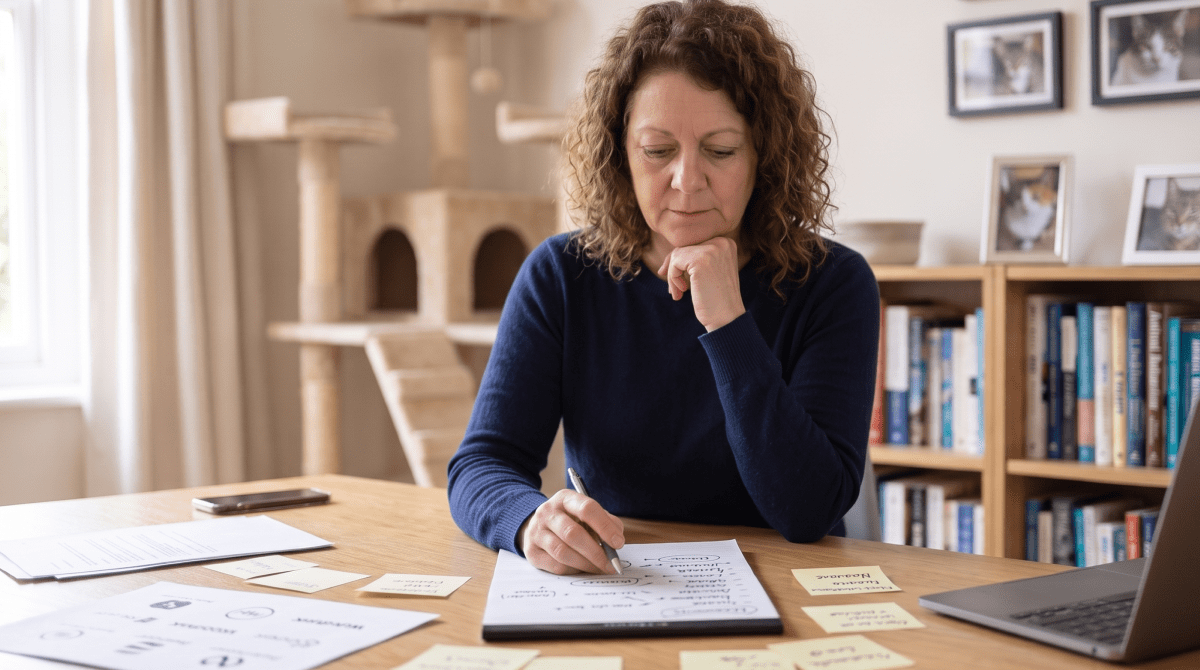 Cat behavior consulting owner brainstorming business name ideas