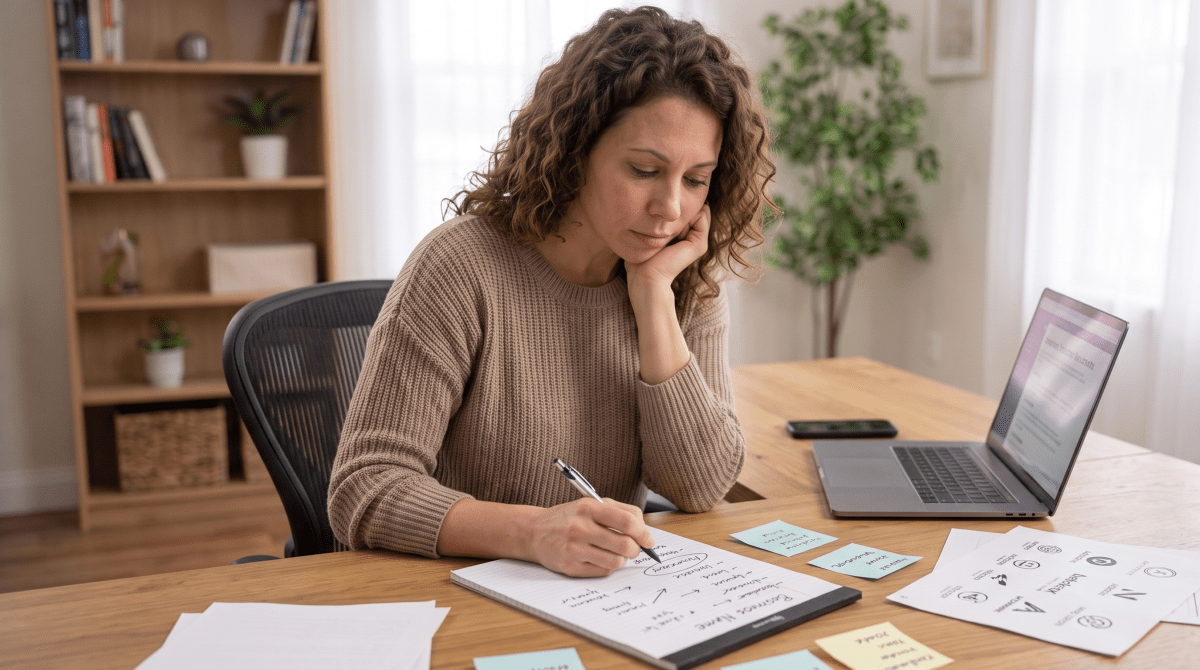 Chatbot development agency owner brainstorming business name ideas