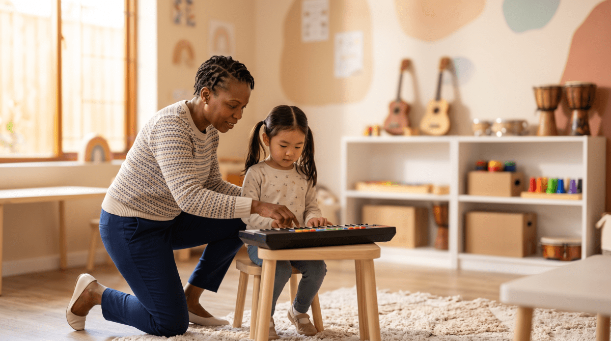 Children's music school owner starting a business.