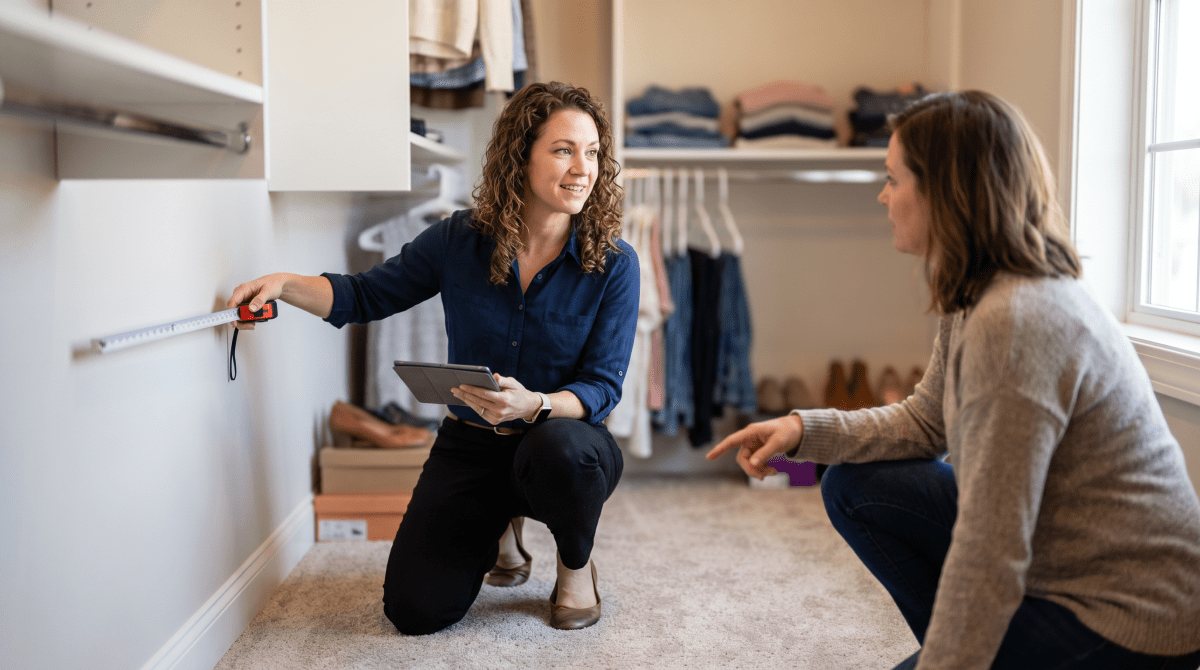 Closet design service owner starting a business.