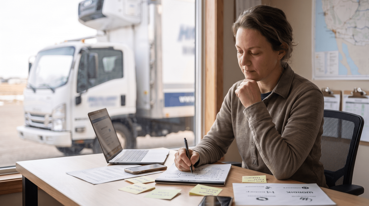 Cold chain logistics owner brainstorming business name ideas
