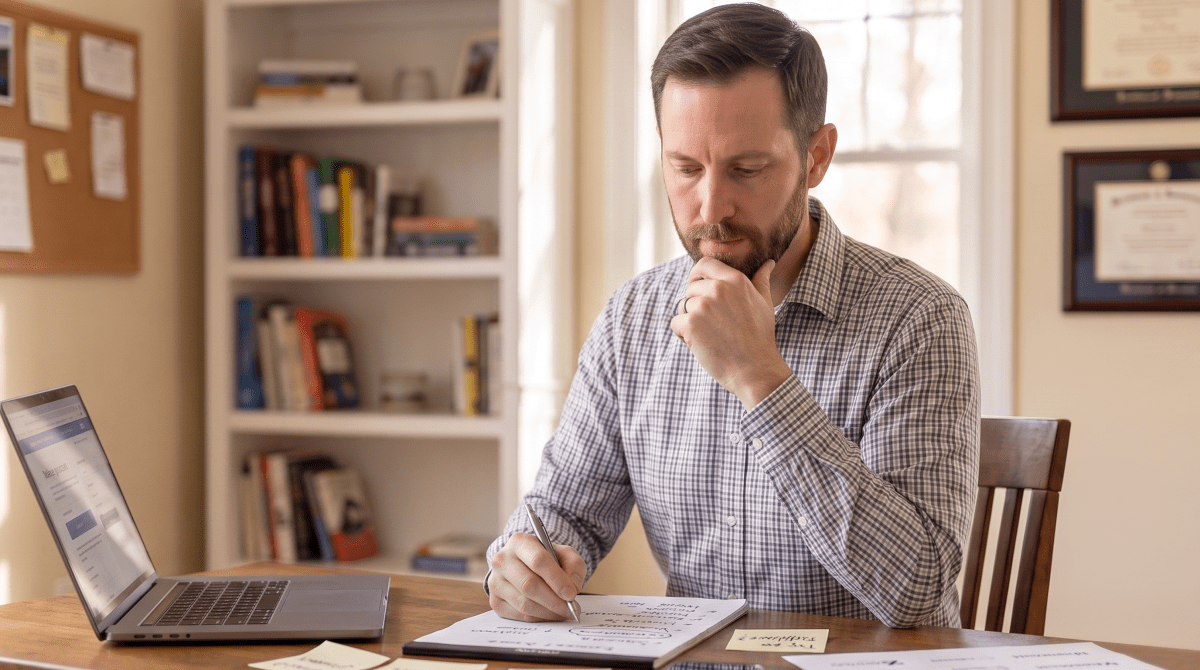 College essay coaching owner brainstorming business name ideas