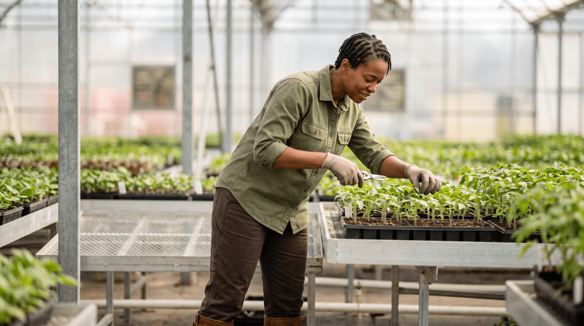 Commercial greenhouse owner working on their new business idea