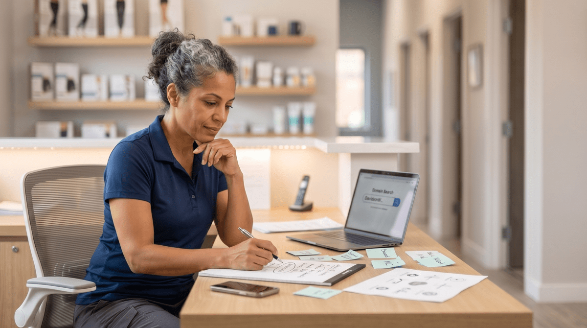 Compression therapy owner brainstorming business name ideas