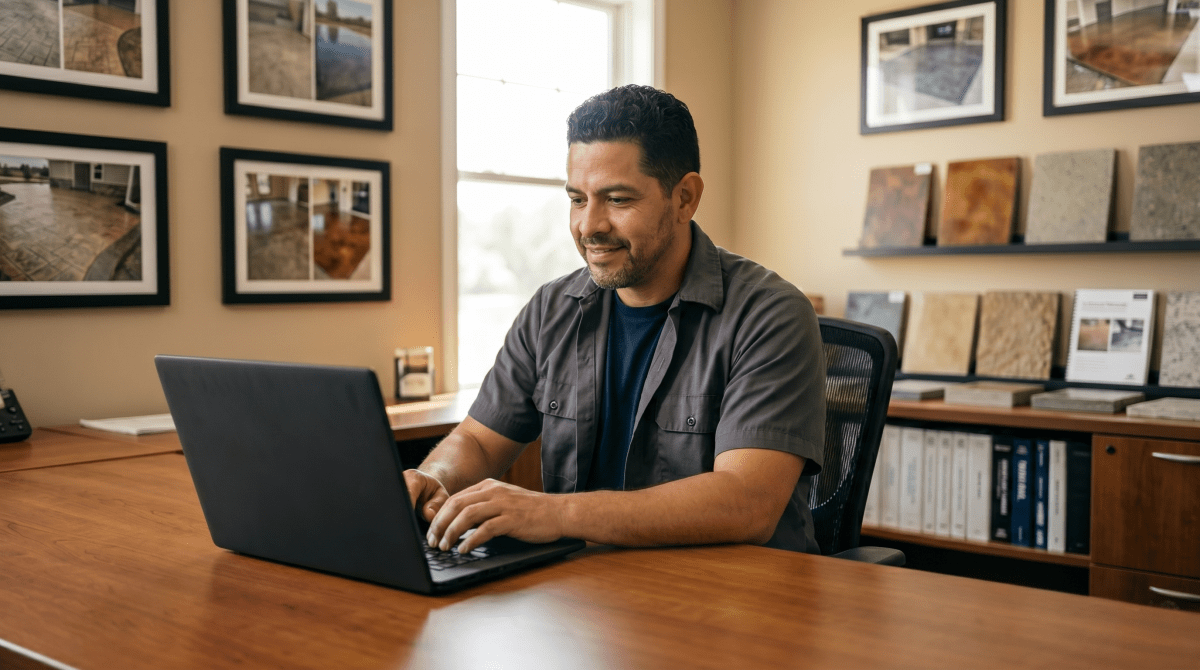 Concrete contractor starting a concrete business LLC from office workspace
