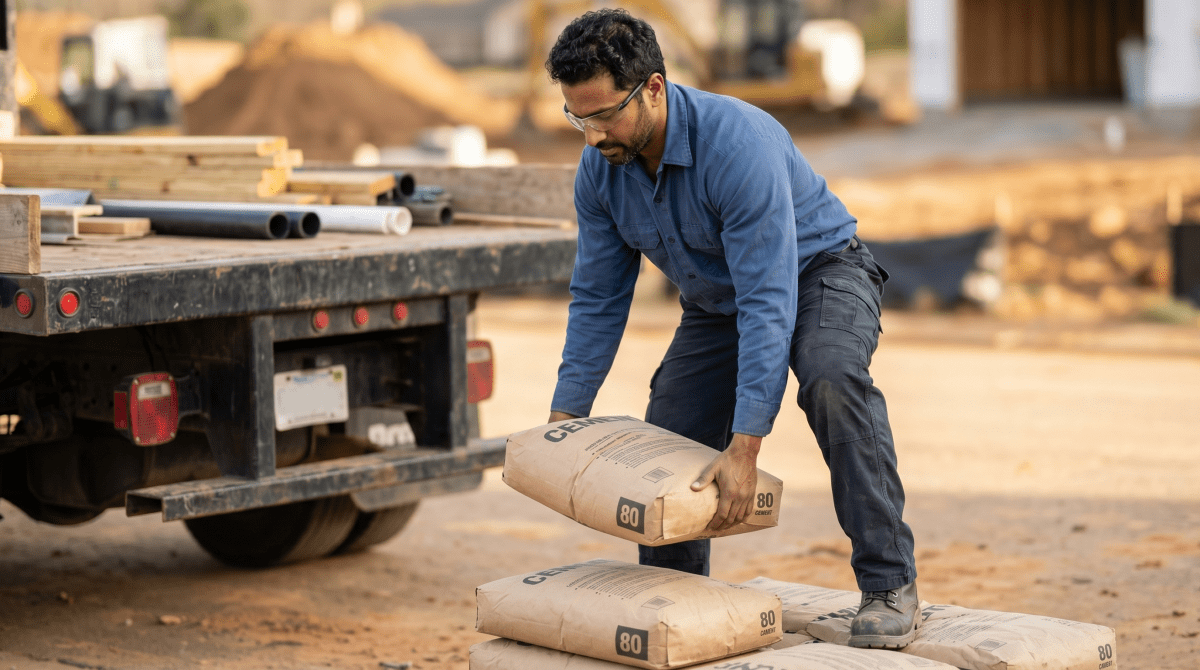 Construction delivery business owner delivering building materials to a construction job site