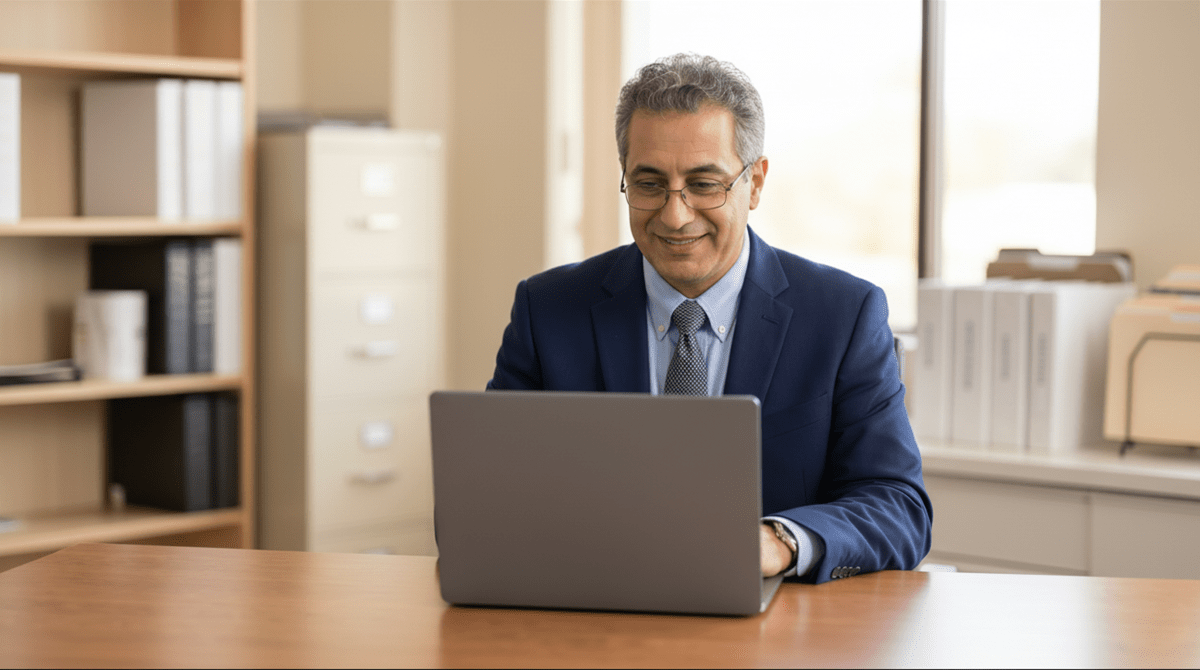 CPA registering an accounting firm as an LLC from office desk