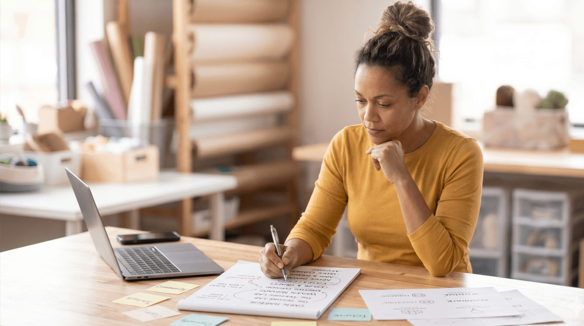 Craft subscription box business owner brainstorming LLC name ideas