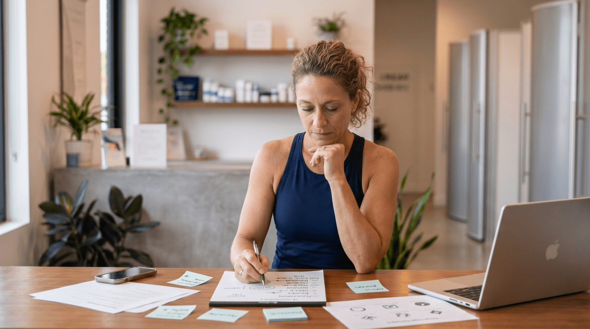Cryotherapy studio owner brainstorming business name ideas