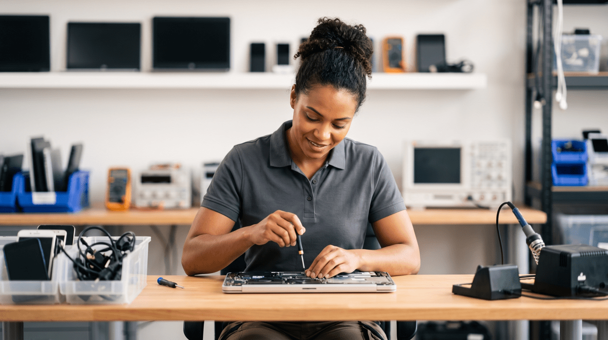 Electronics resale owner working on their new business idea
