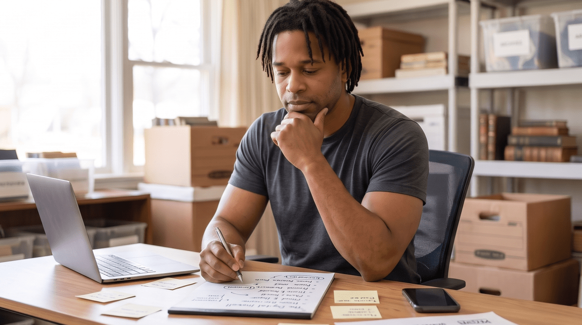 Estate clearing owner brainstorming business name ideas