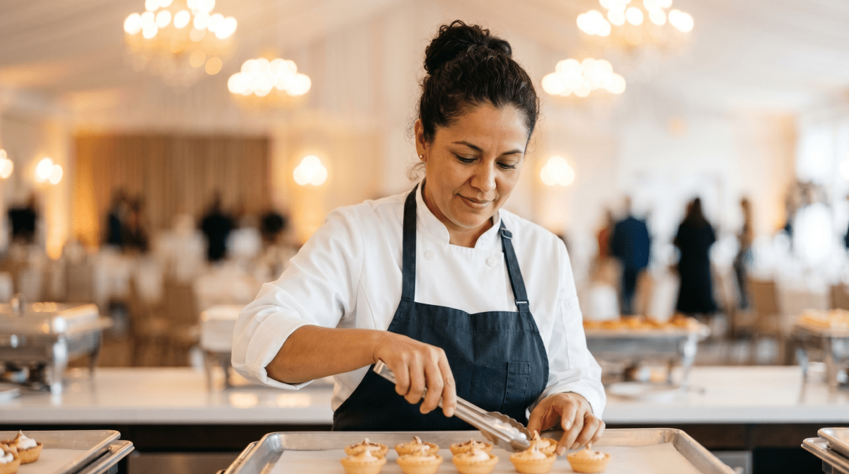 Event catering business owner catering food and beverages for a private or corporate event