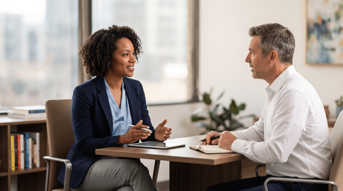 Executive coaching business owner coaching an executive