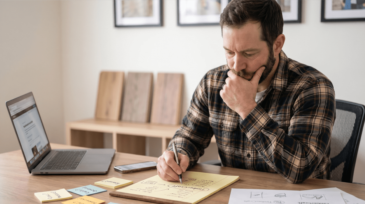Flooring installation contractor reviewing LLC name ideas
