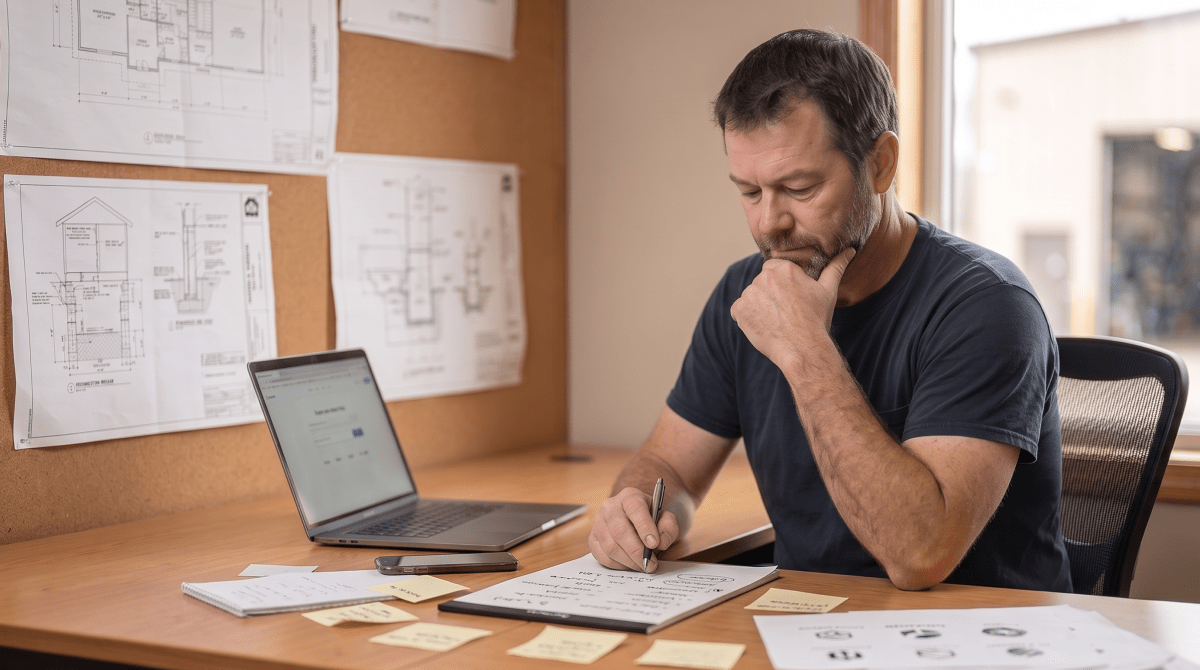 Foundation repair owner brainstorming business name ideas