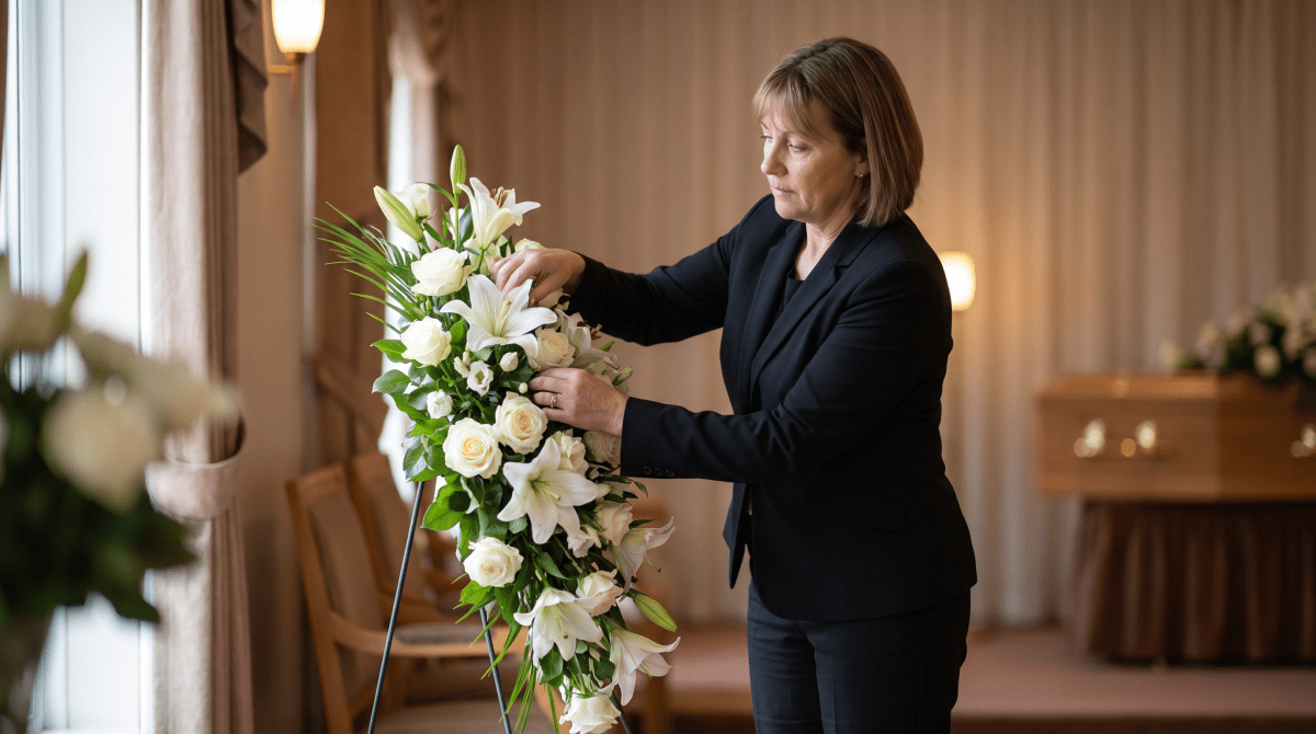 Funeral home owner working on their business