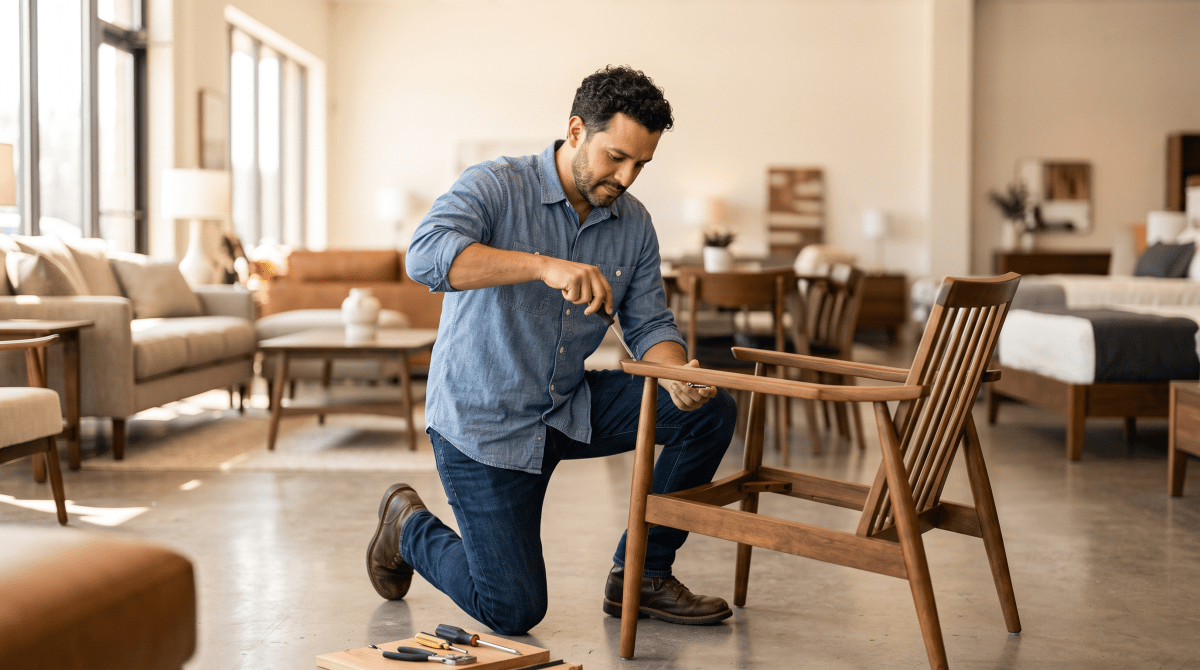 Furniture store owner working on their business