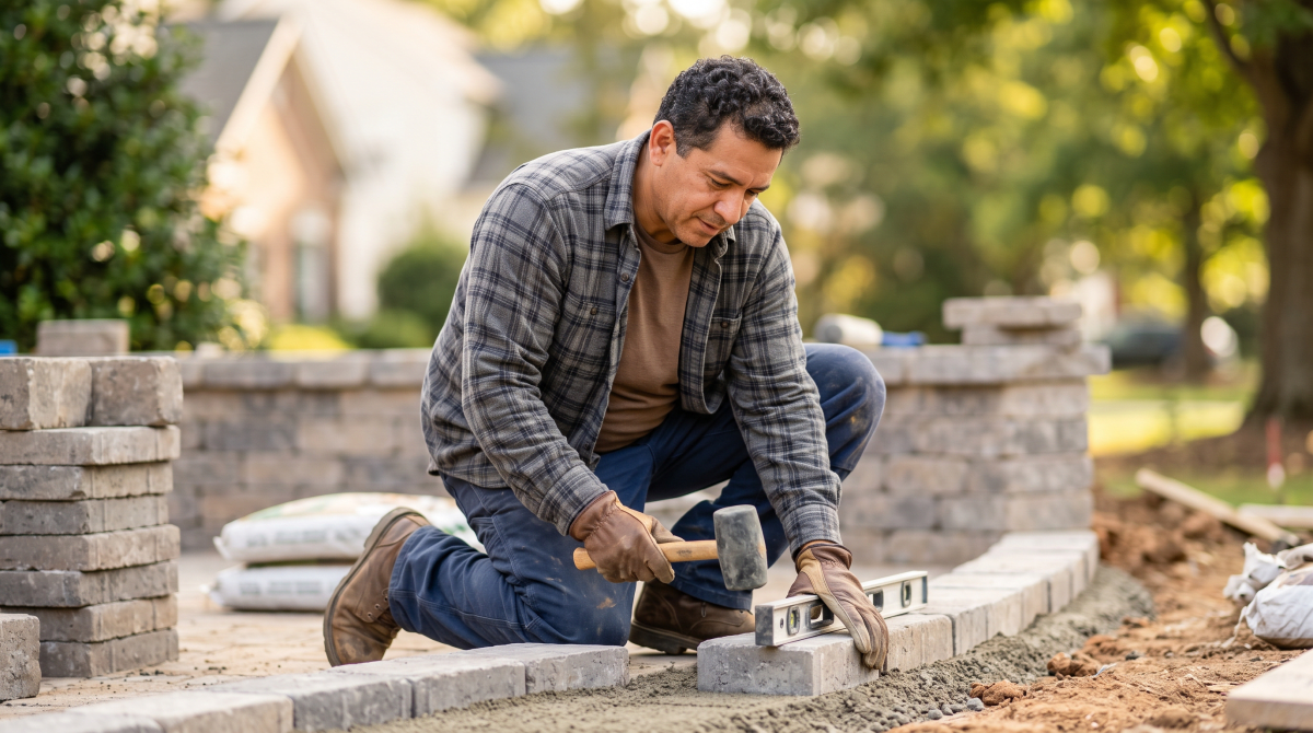 Hardscape contractor owner starting a business.