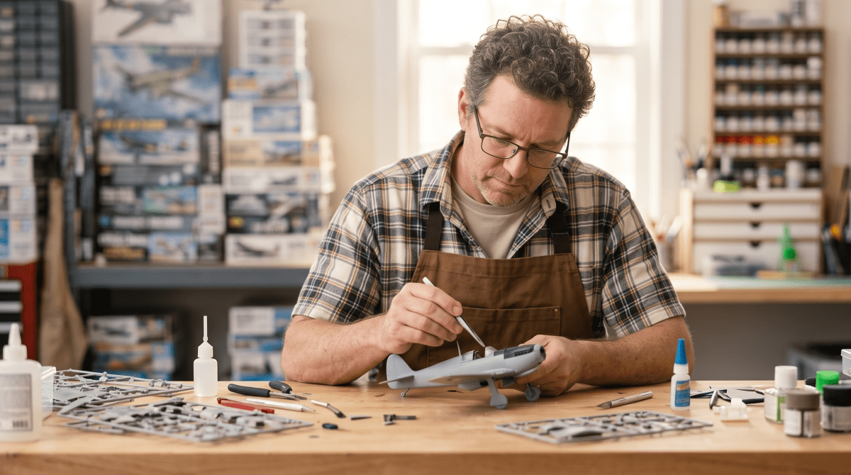 Hobby and model shop owner running a hobby and model shop
