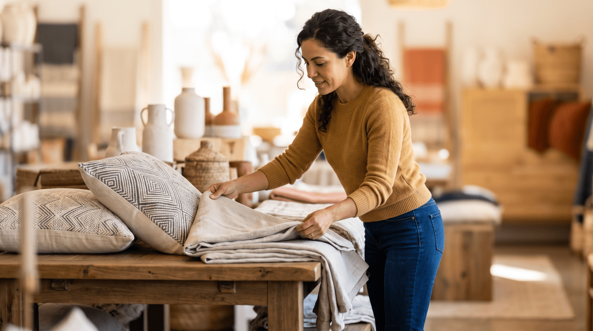 Home decor store owner running a home decor store