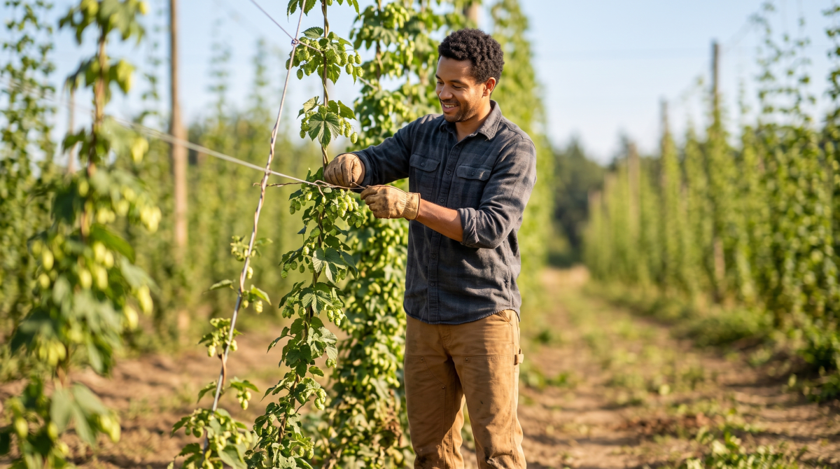 Hops farm owner working on their new business idea