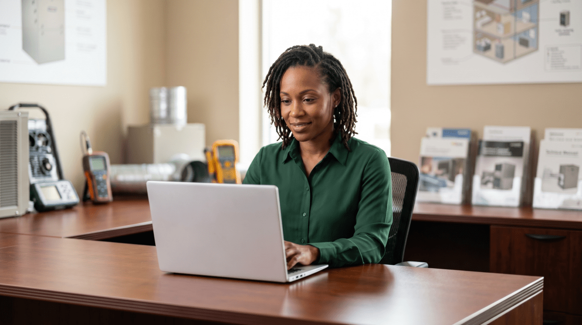 HVAC service owner registering an HVAC business as an LLC from workspace