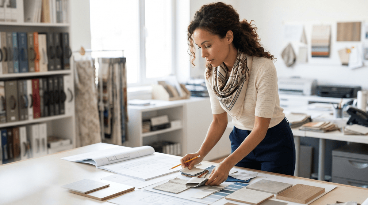 Interior designer working on a residential or commercial interior design project