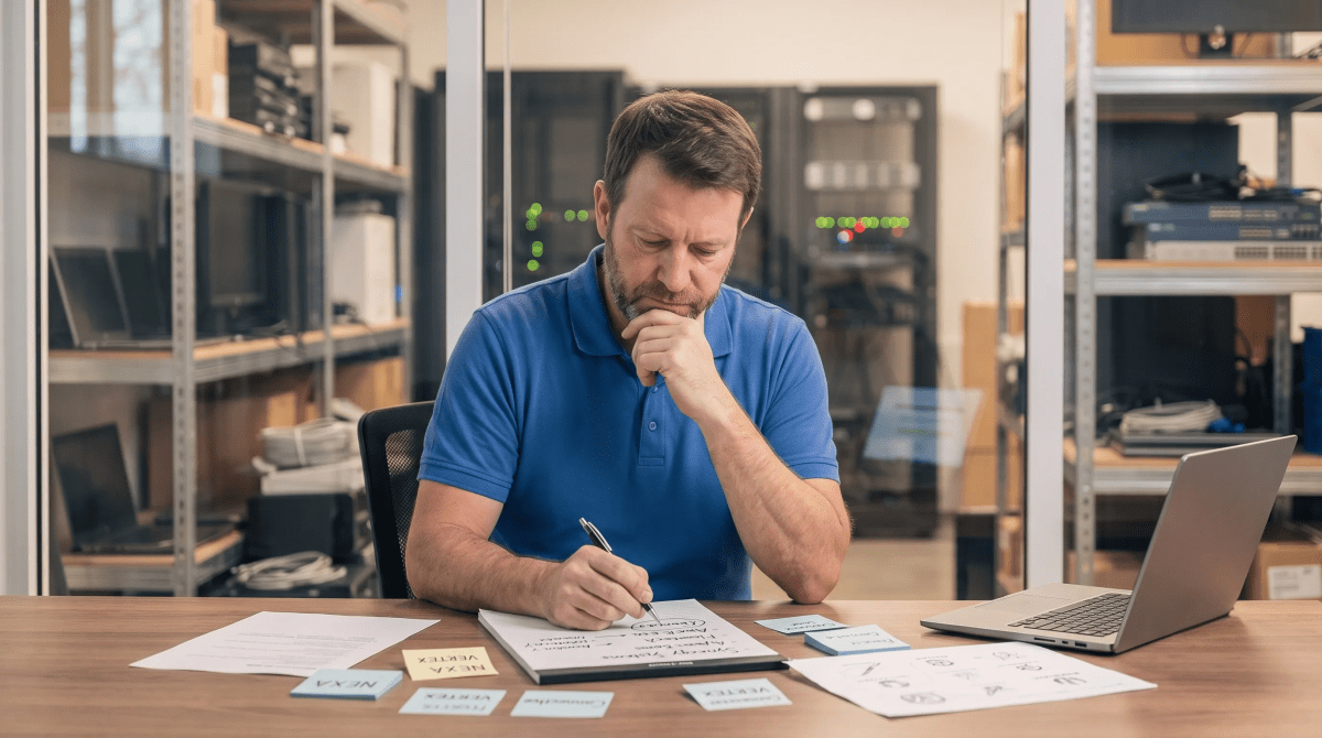 IT asset management owner brainstorming business name ideas