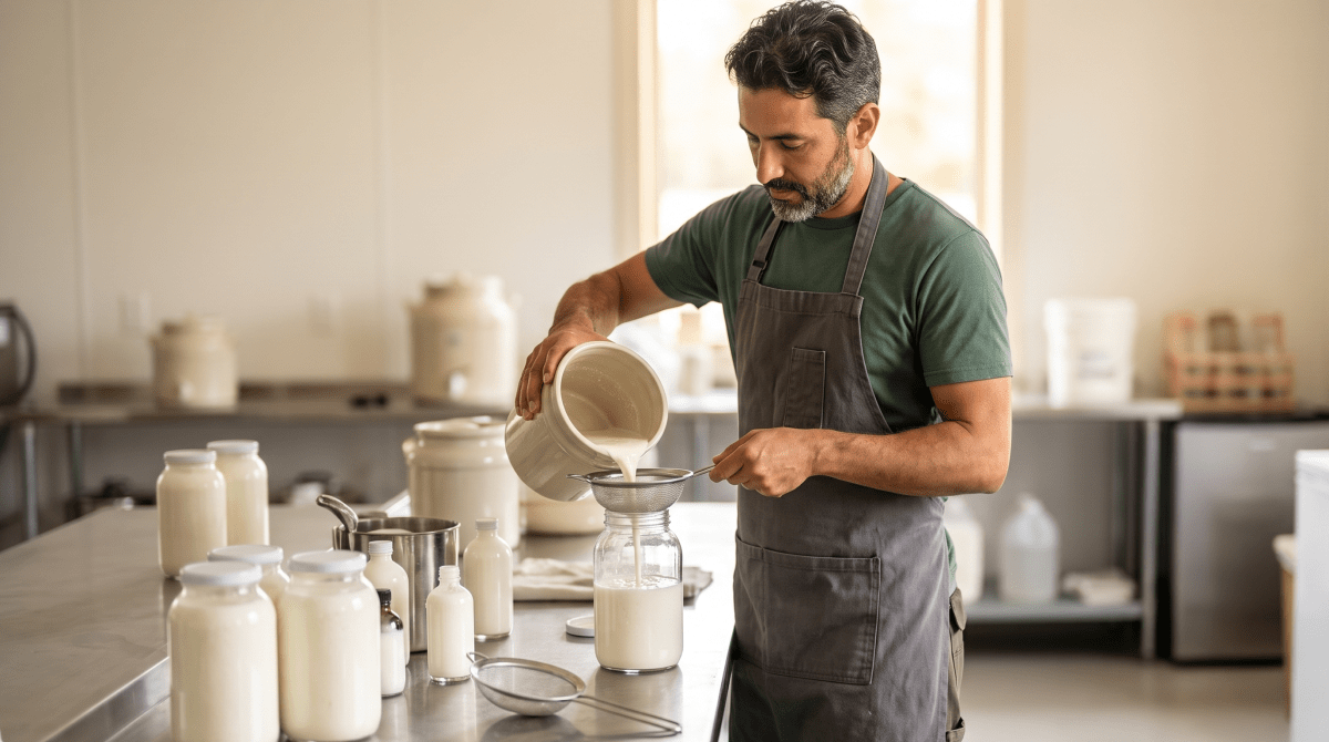 Kefir brand owner making kefir