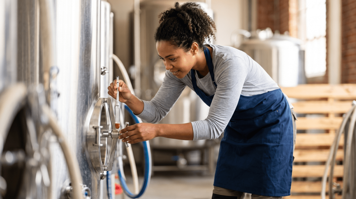 Kombucha brewery owner brewing kombucha