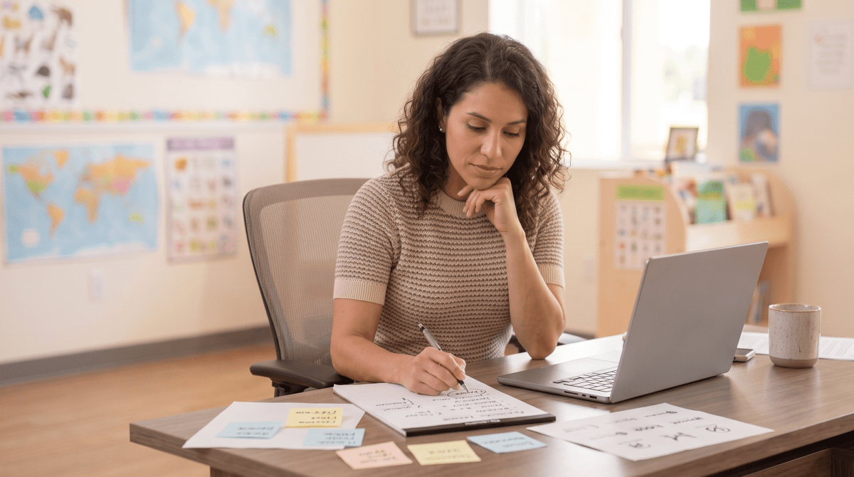 Language immersion school owner brainstorming business name ideas