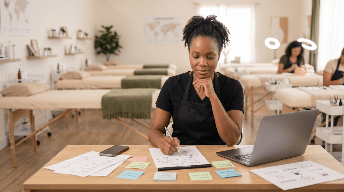Lash training academy owner brainstorming business name ideas