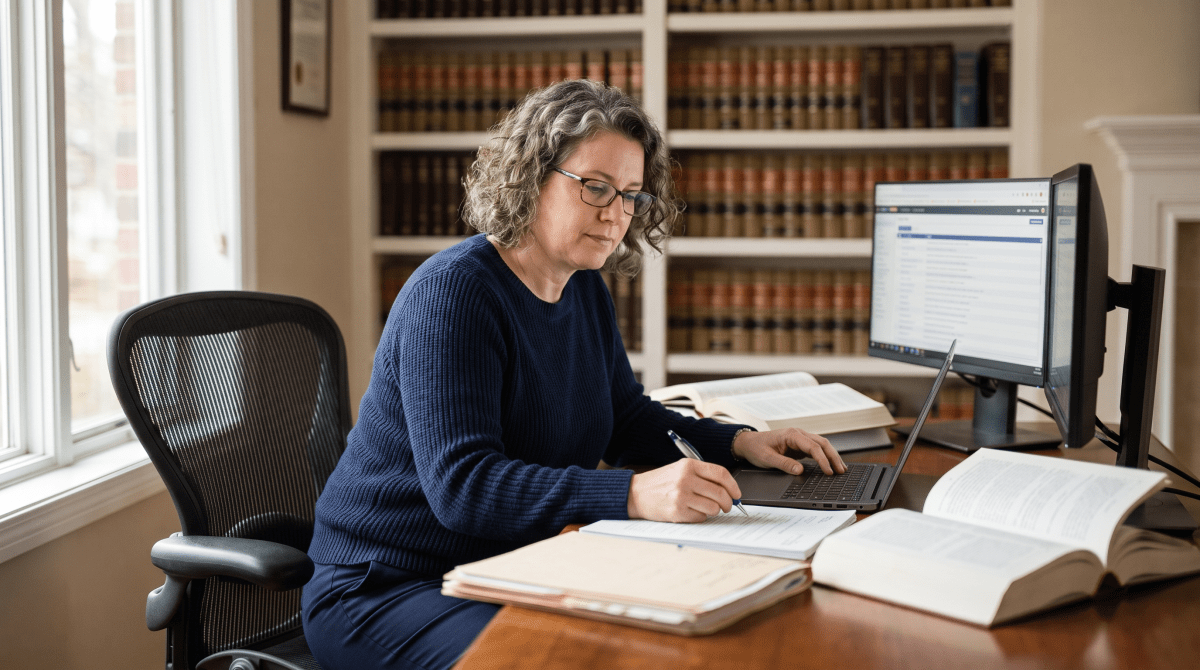 Legal research services owner working on their new business idea