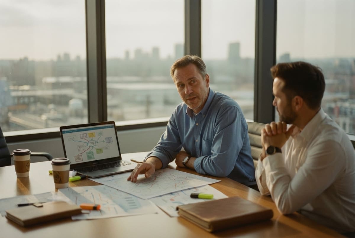 Logistics consulting business owner analyzing supply chain and operations data