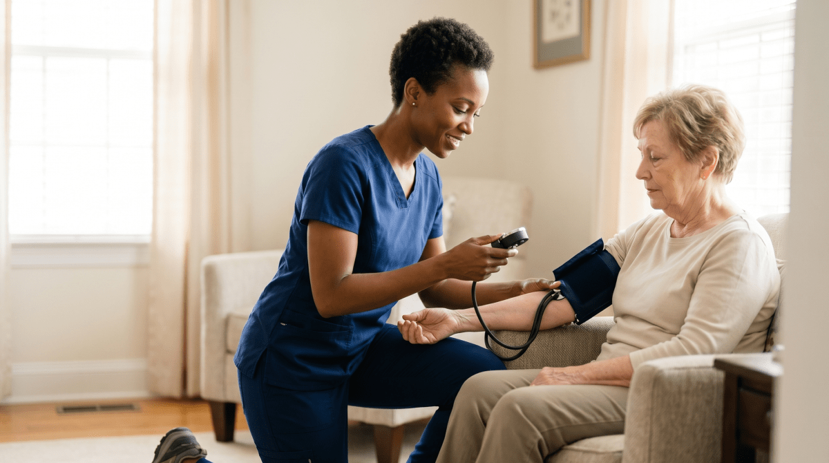 Medical at-home health agency owner providing in-home healthcare and patient support services