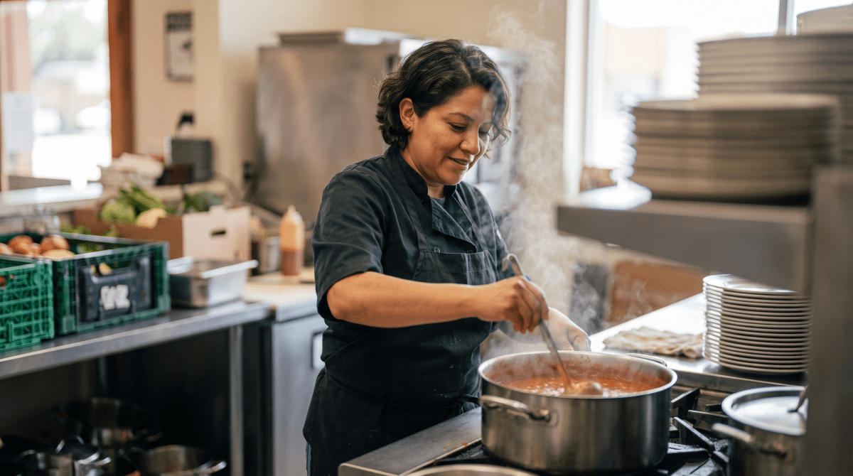 Mexican restaurant owner working on their business