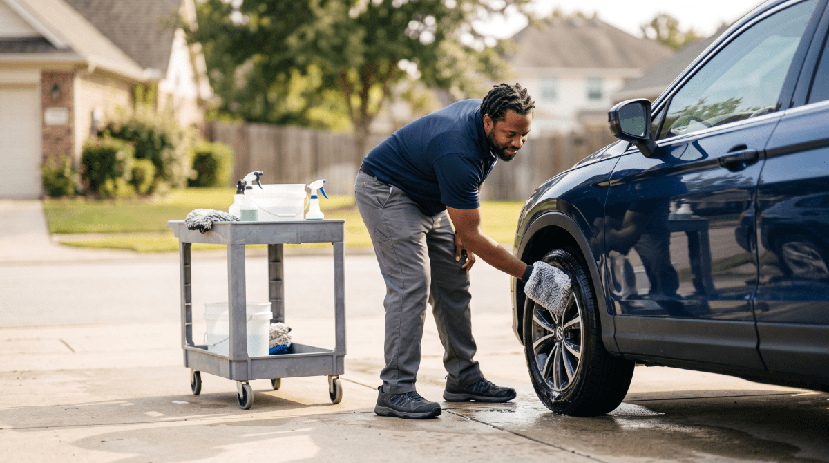 Mobile car wash owner starting a business.