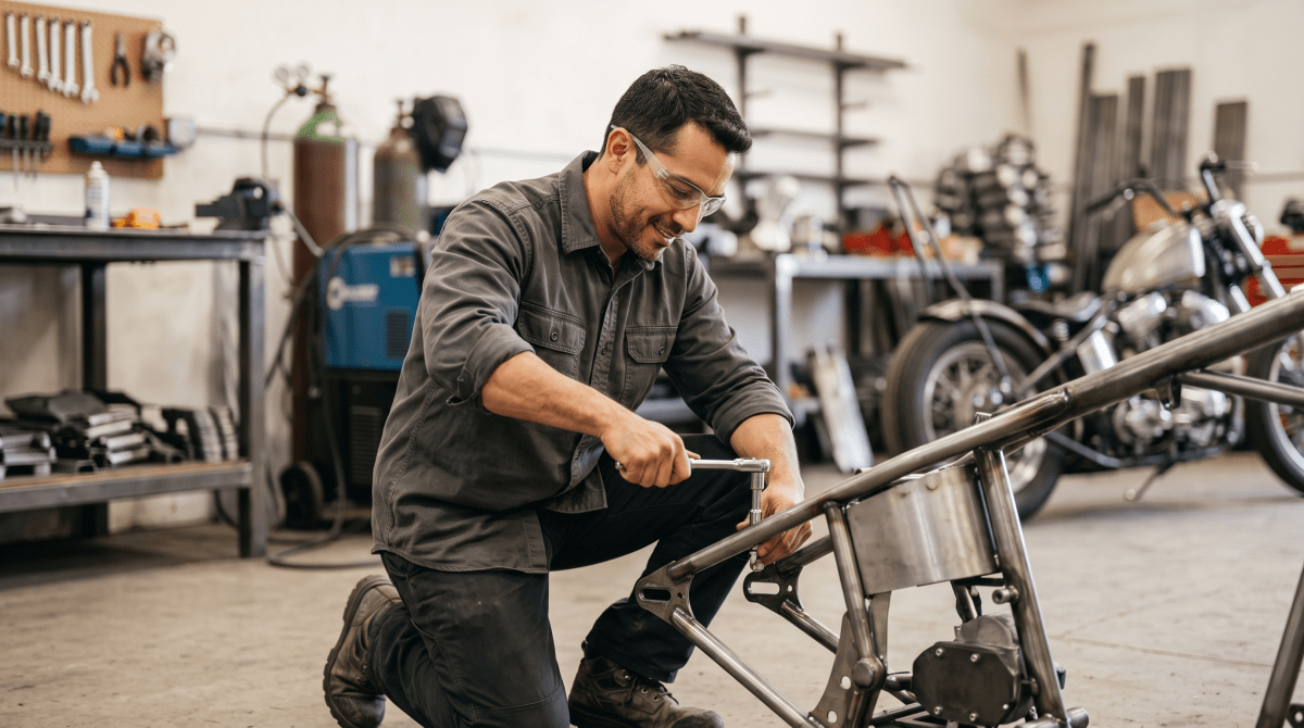 Motorcycle customization owner starting a business.