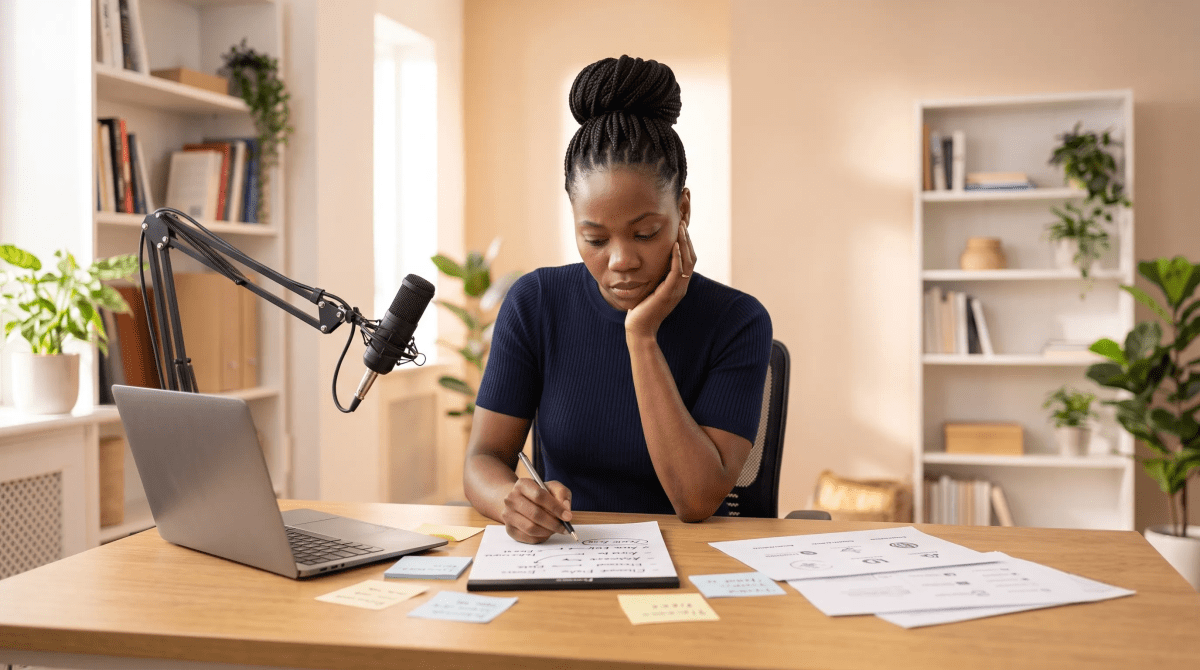 Online coaching platform owner brainstorming business name ideas